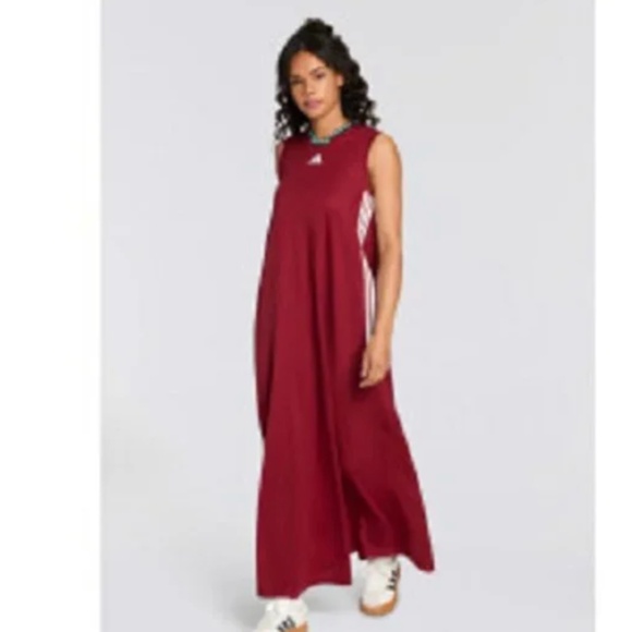 adidas tiro cut 3 stripes soft mesh long dress collegiate burgundy XS - Picture 4 of 8